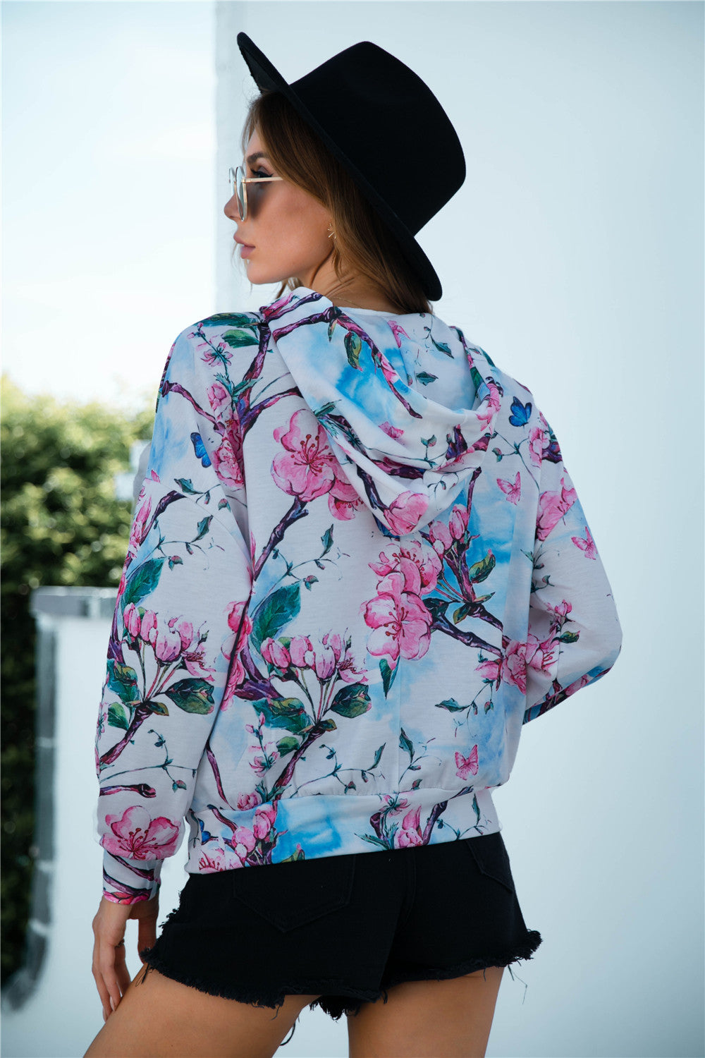 Printed Dropped Shoulder Hoodie-Teresa&#39;s Fashionista LLC