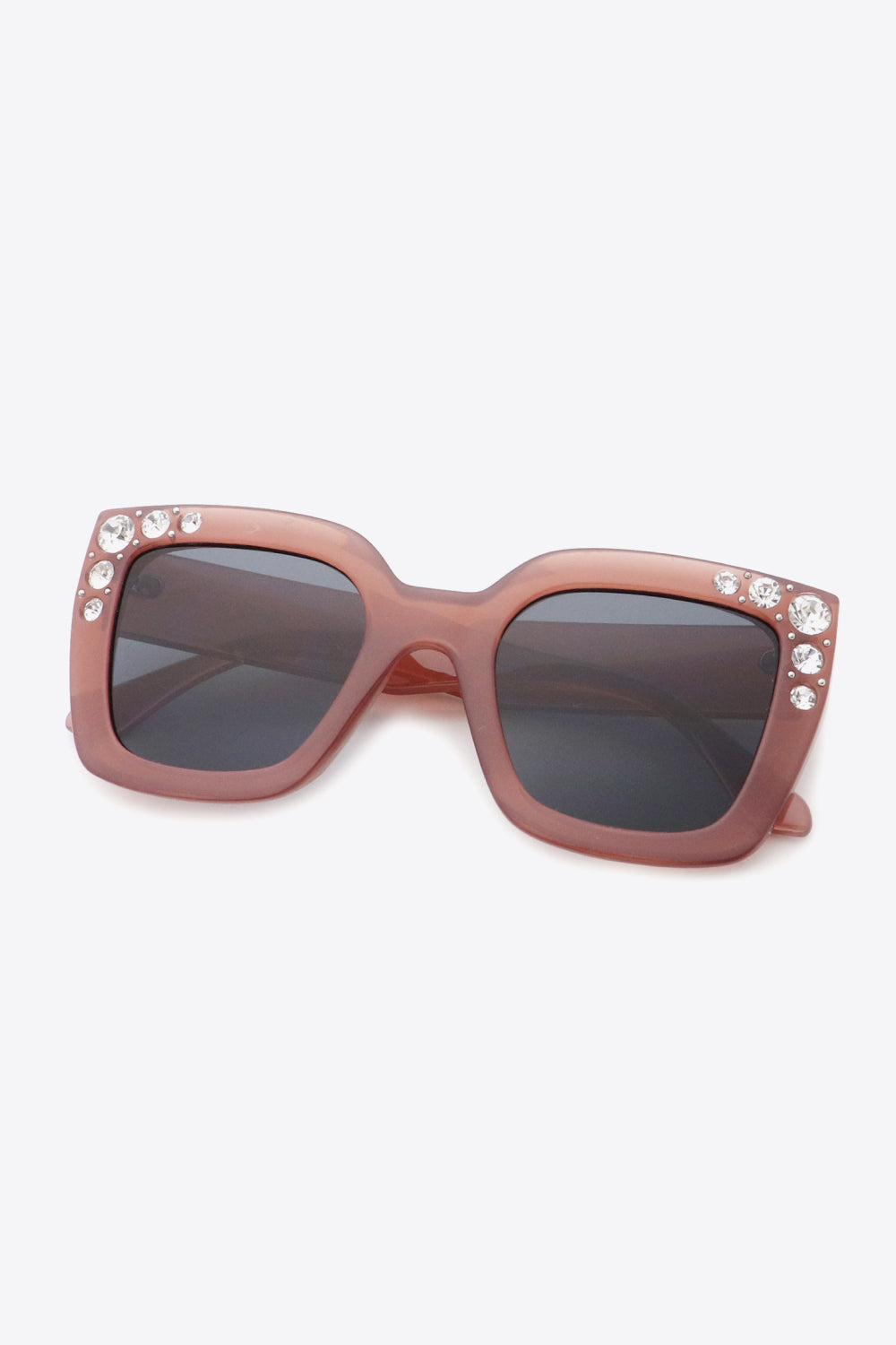 Inlaid Rhinestone Polycarbonate Sunglasses-Teresa&#39;s Fashionista LLC