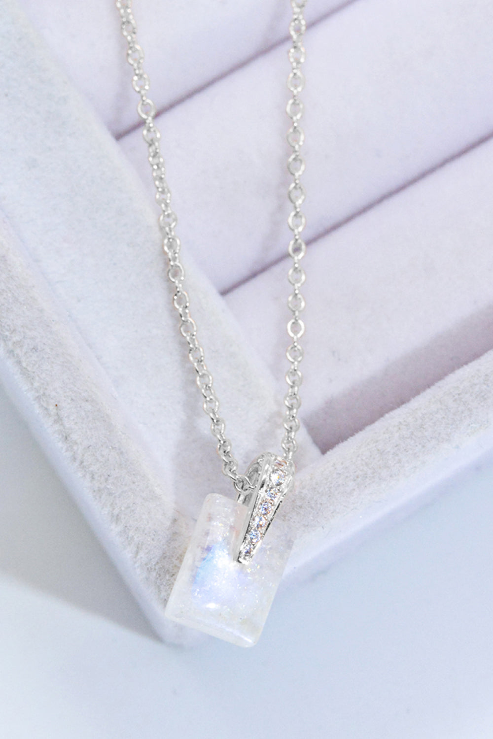 925 Sterling Silver Natural Moonstone Pendant Necklace-Teresa&#39;s Fashionista LLC