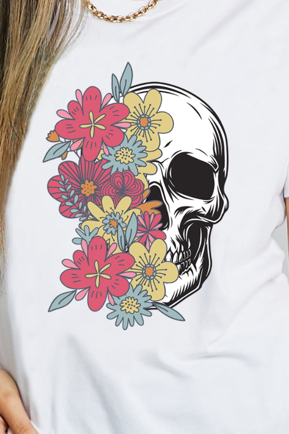 Simply Love Full Size Skull Graphic Cotton T-Shirt-Teresa&#39;s Fashionista LLC