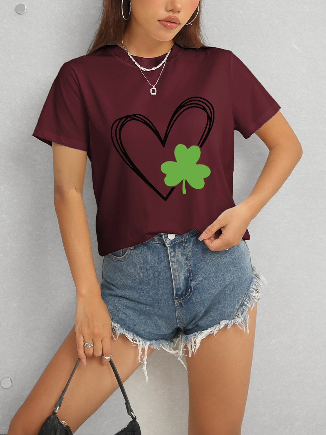 Heart Lucky Clover Short Sleeve T-Shirt-Teresa&#39;s Fashionista LLC