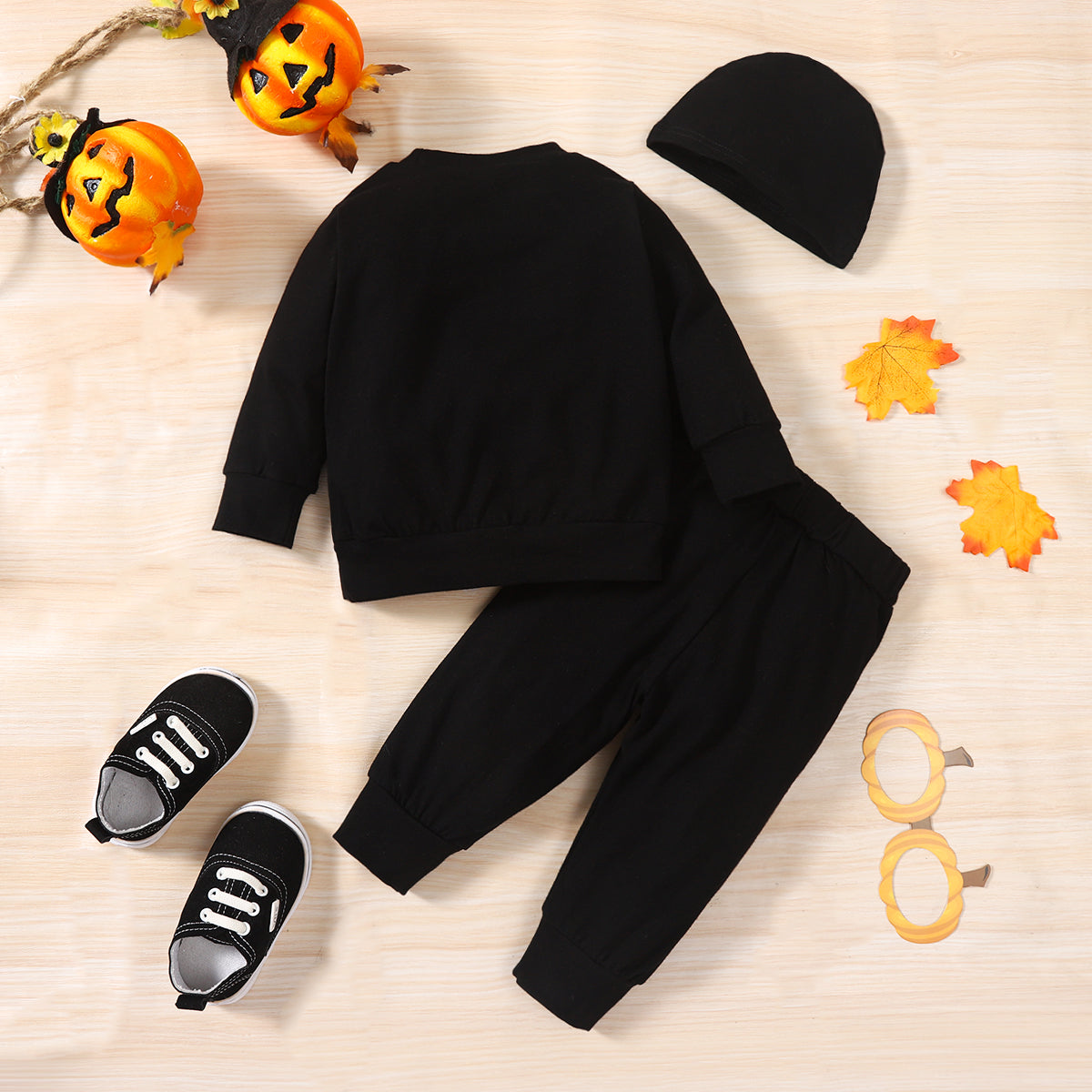 Skeleton Pattern Round Neck Sweatshirt and Bone Pattern Pants Set-Teresa&#39;s Fashionista LLC