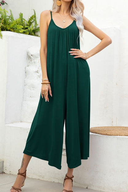 Spaghetti Strap Scoop Neck Jumpsuit-Teresa&#39;s Fashionista LLC