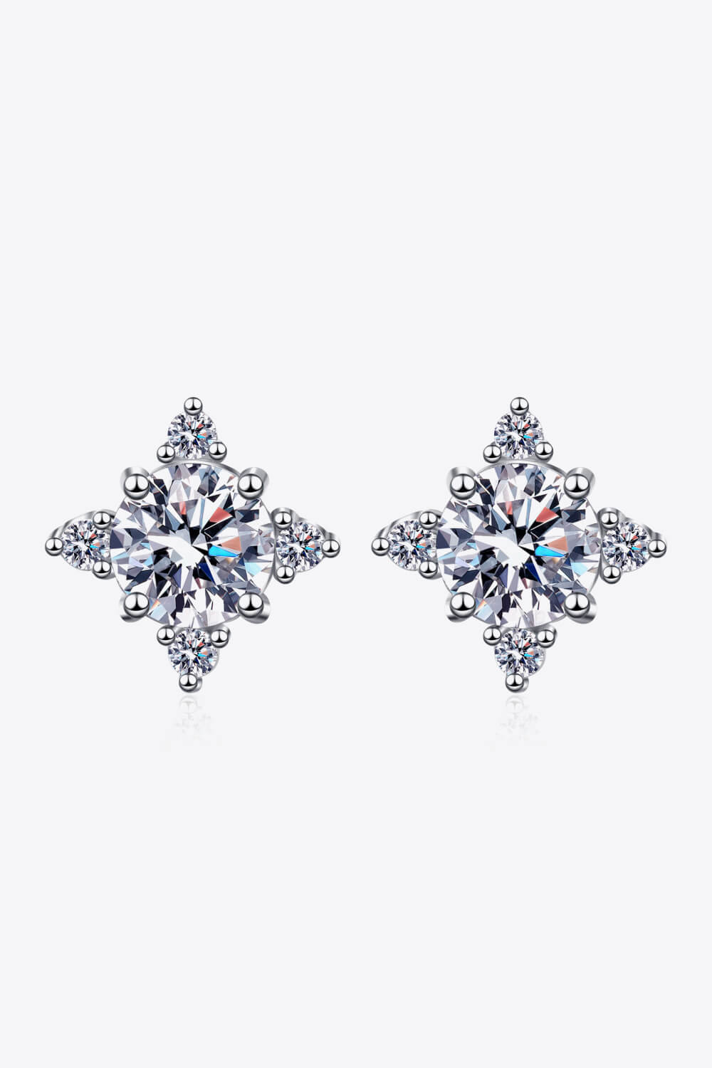 Four Leaf Clover 2 Carat Moissanite Stud Earrings-Teresa&#39;s Fashionista LLC