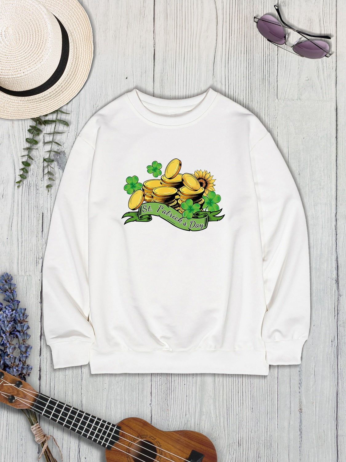 ST. PATRICK'S DAY Graphic Round Neck Sweatshirt-Teresa&#39;s Fashionista LLC