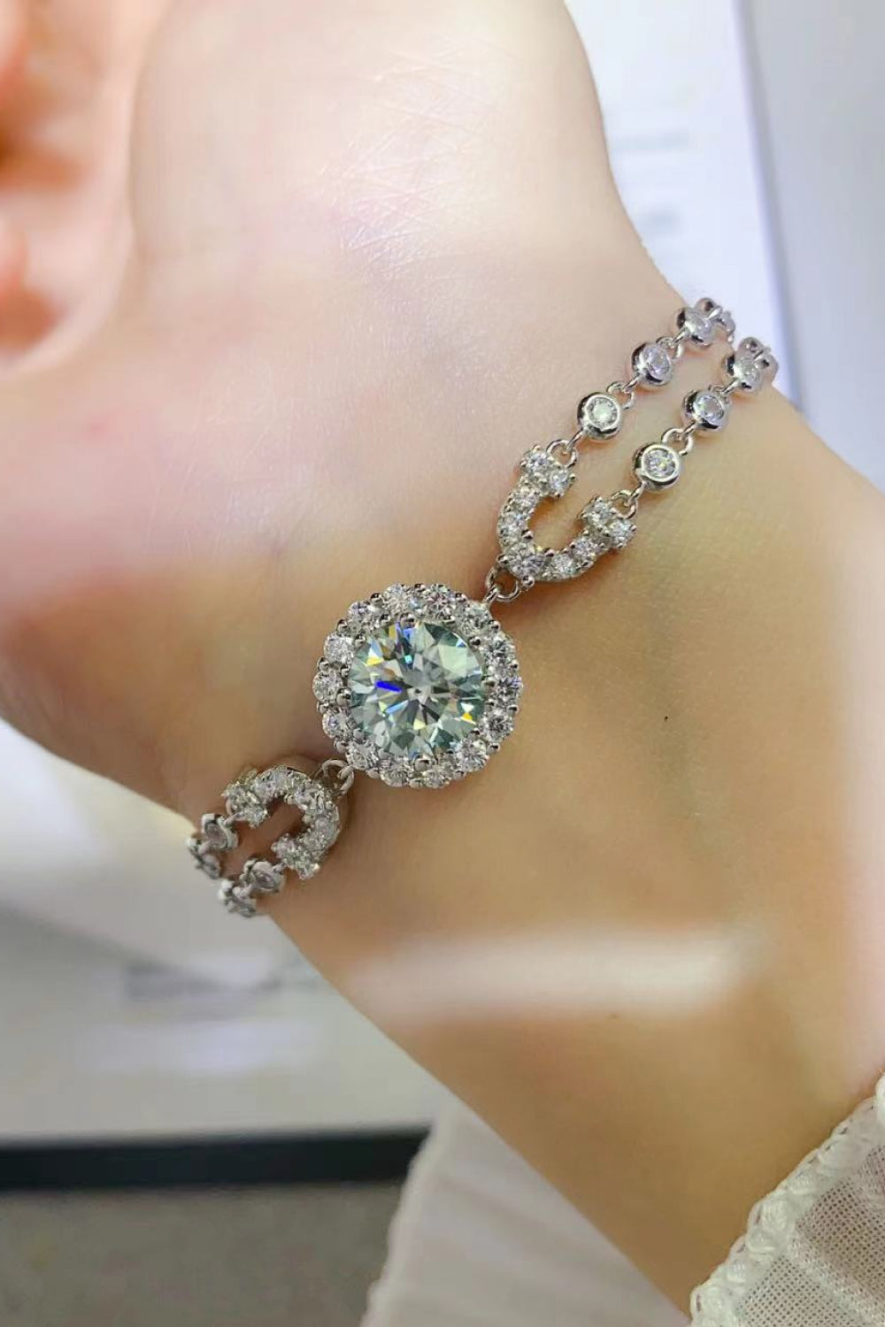 2 Carat Moissanite Double-Layered Bracelet-Teresa&#39;s Fashionista LLC