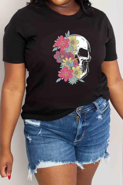 Simply Love Full Size Skull Graphic Cotton T-Shirt-Teresa&#39;s Fashionista LLC