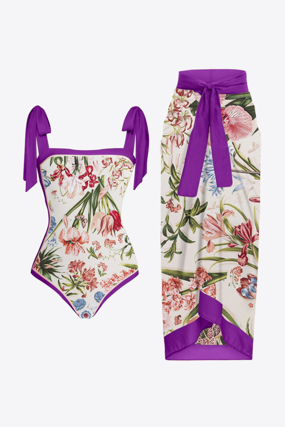 Floral Tie Shoulder Two-Piece Swim Set-Teresa&#39;s Fashionista LLC