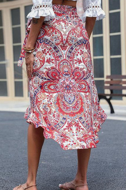 Printed Asymmetrical Wrap Skirt-Teresa&#39;s Fashionista LLC