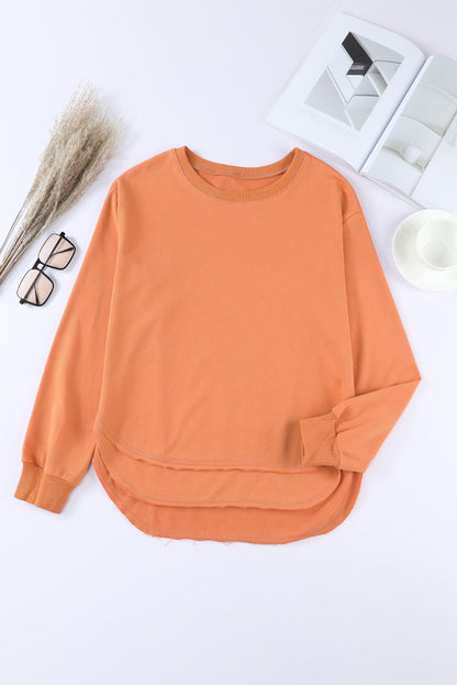 Side Slit Drop Shoulder Sweatshirt-Teresa&#39;s Fashionista LLC