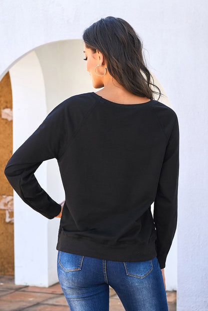 Round Neck Raglan Sleeve Exposed Seam Sweatshirt-Teresa&#39;s Fashionista LLC