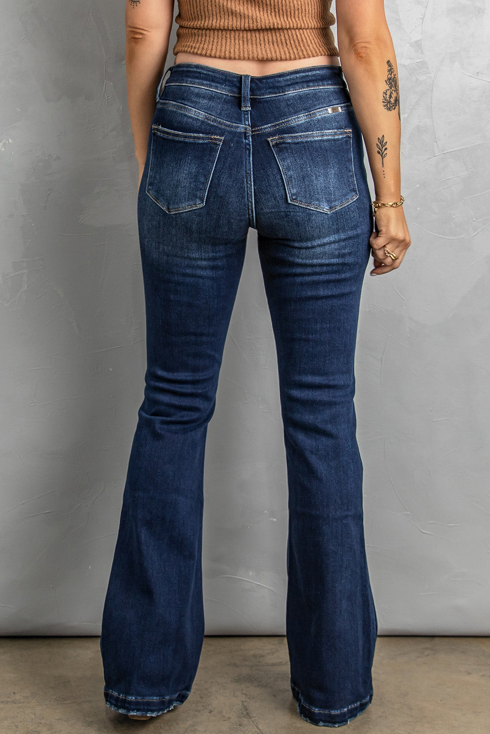 Button Fly Distressed Bootcut Jeans-Teresa&#39;s Fashionista LLC