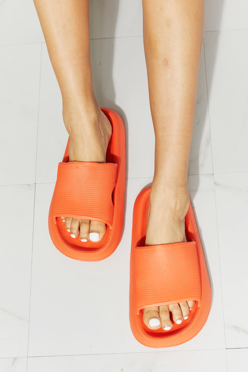 MMShoes Arms Around Me Open Toe Slide in Orange-Teresa&#39;s Fashionista LLC