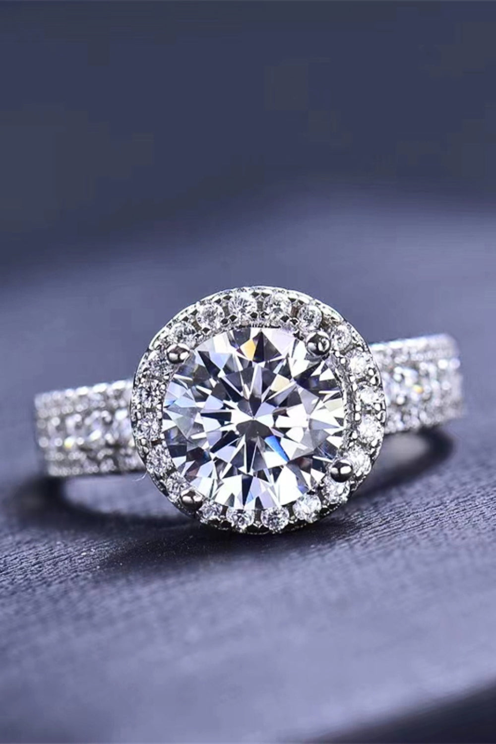 Four-Prong 2 Carat Moissanite Round Ring-Teresa&#39;s Fashionista LLC