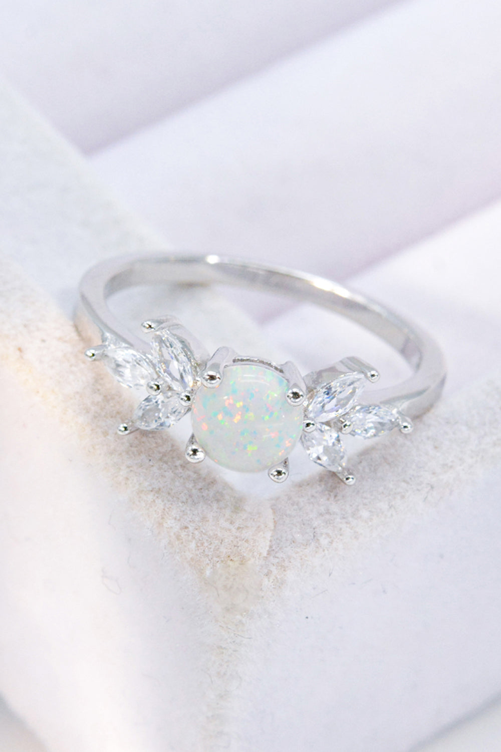 925 Sterling Silver Opal and Zircon Ring-Teresa&#39;s Fashionista LLC