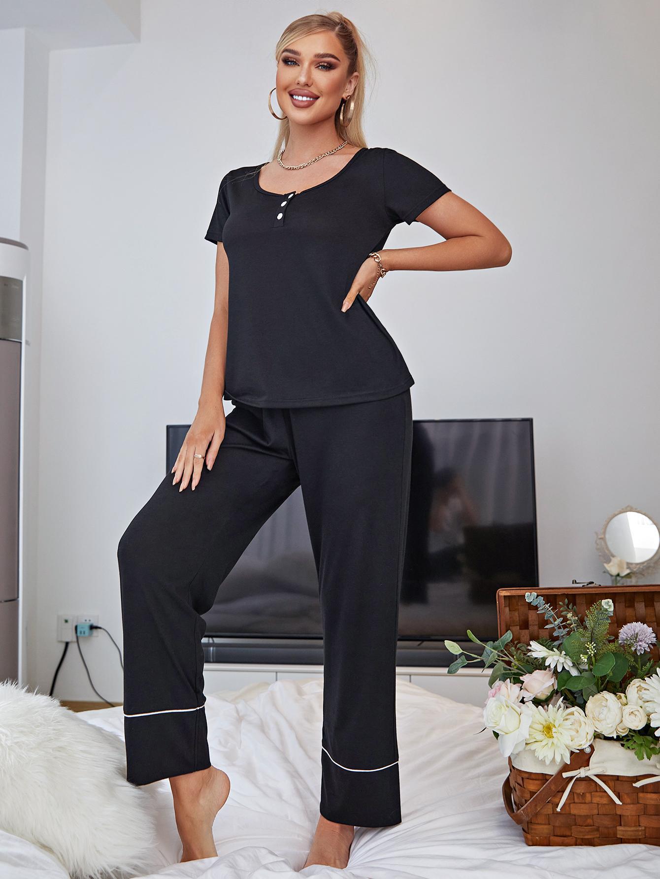 Scoop Neck Top and Elastic Waist Pants Lounge Set-Teresa&#39;s Fashionista LLC