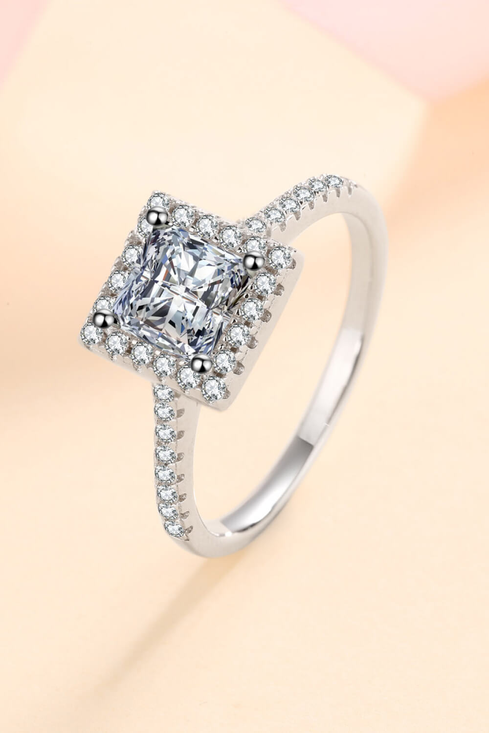 Sterling Silver Square Moissanite Ring-Teresa&#39;s Fashionista LLC