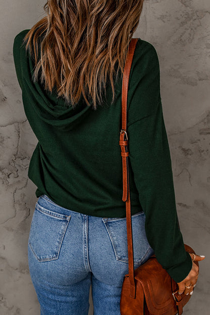 Dropped Shoulder Drawstring Hooded Knit Top-Teresa&#39;s Fashionista LLC