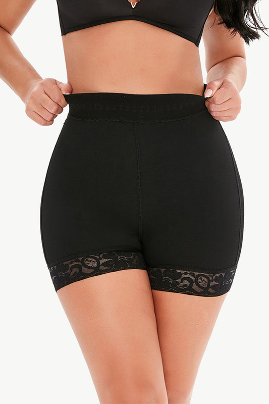 Full Size Pull-On Lace Trim Shaping Shorts-Teresa&#39;s Fashionista LLC