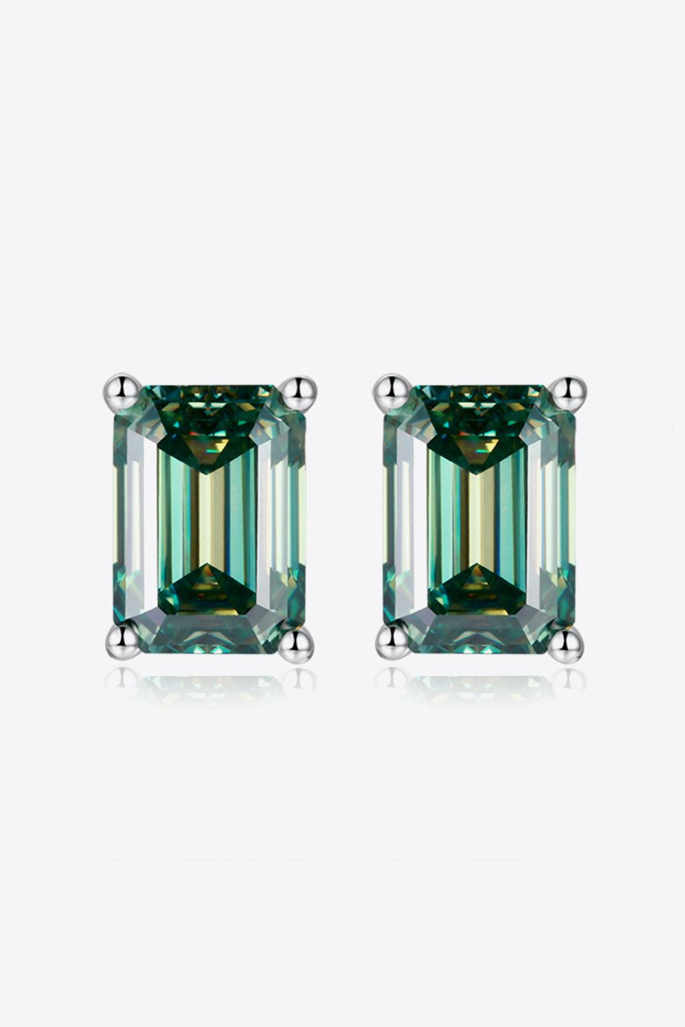 2 Carat Moissanite Stud Earrings in Green-Teresa&#39;s Fashionista LLC