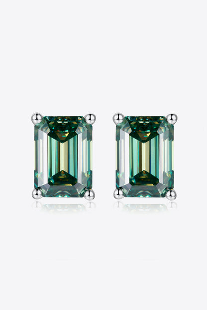 2 Carat Moissanite Stud Earrings in Green-Teresa&#39;s Fashionista LLC