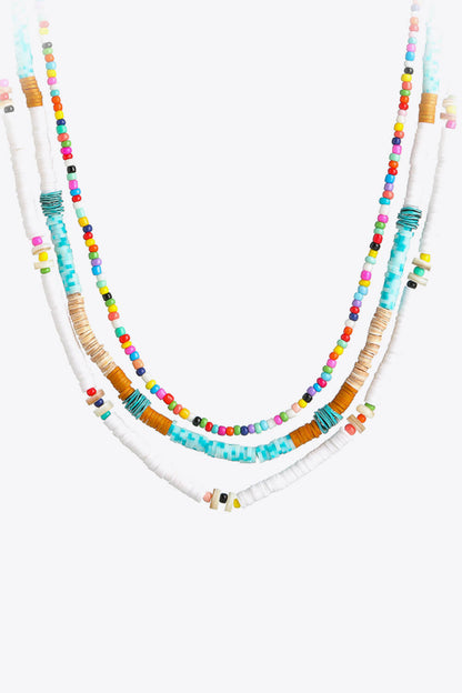 Multicolored Bead Necklace Three-Piece Set-Teresa&#39;s Fashionista LLC