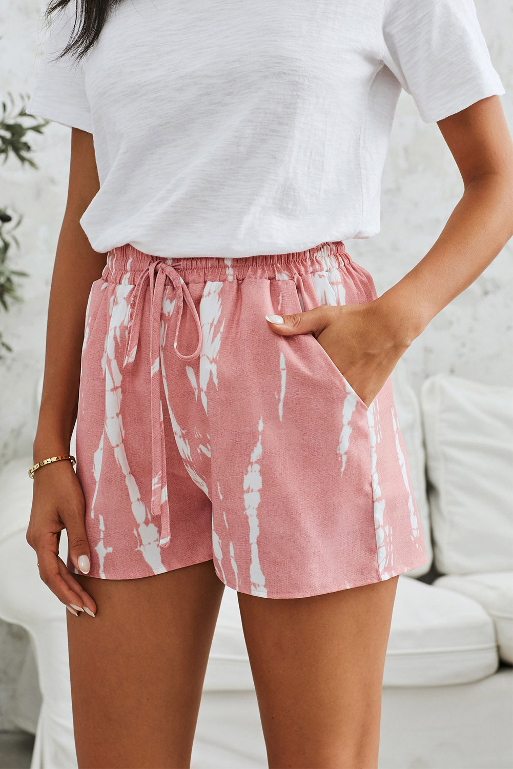 Tie-Dye Drawstring Waist Shorts with Pockets-Teresa&#39;s Fashionista LLC