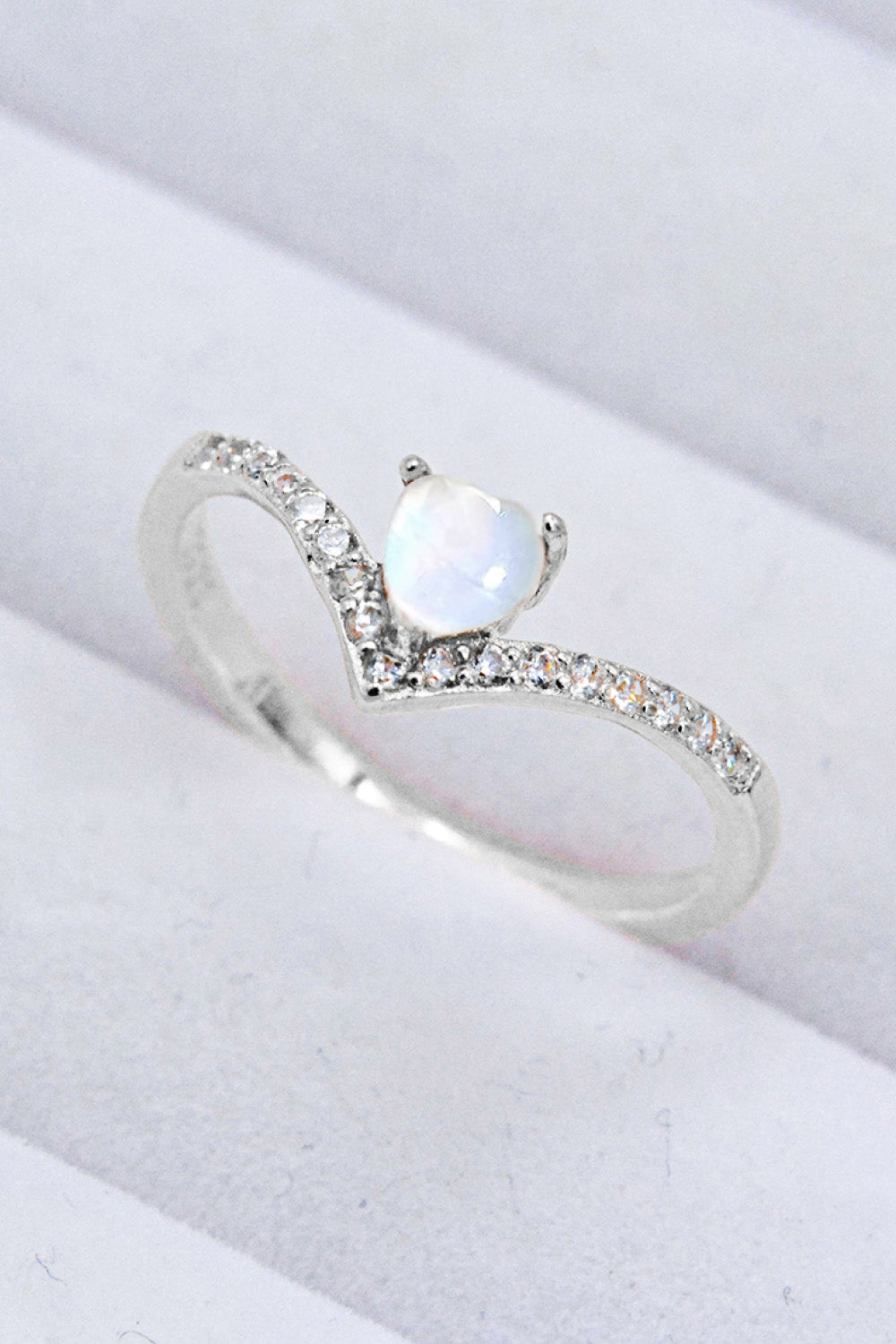 Moonstone Heart-Shaped Ring-Teresa&#39;s Fashionista LLC