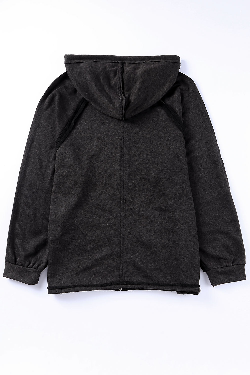 Exposed Seam Drawstring Hooded Jacket with Pockets-Teresa&#39;s Fashionista LLC