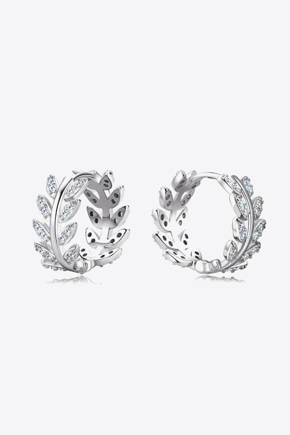 Moissanite Leaf 925 Sterling Silver Earrings-Teresa&#39;s Fashionista LLC