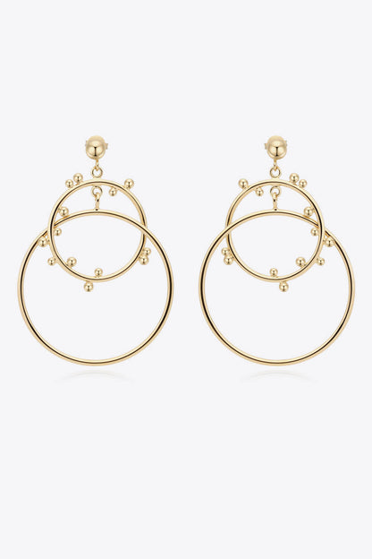 18K Gold-Plated Double Hoop Drop Earrings-Teresa&#39;s Fashionista LLC