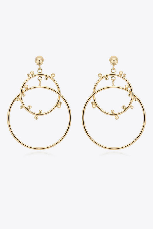 18K Gold-Plated Double Hoop Drop Earrings-Teresa&#39;s Fashionista LLC