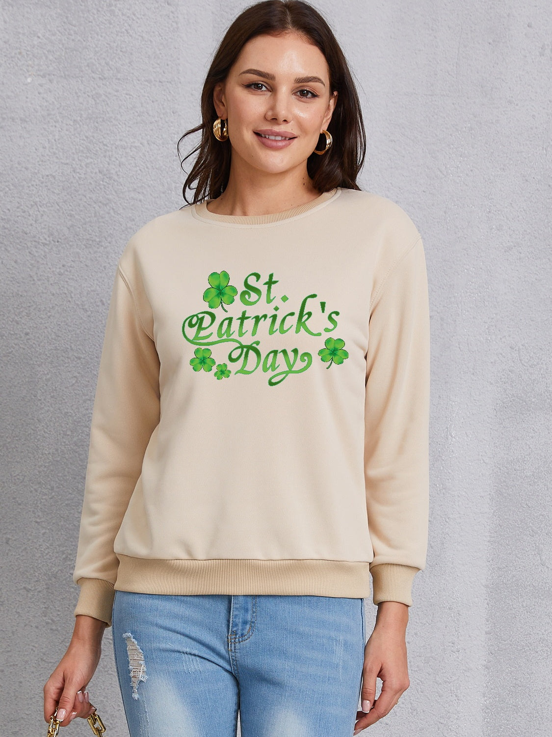 ST. PATRICK'S DAY Round Neck Dropped Shoulder Sweatshirt-Teresa&#39;s Fashionista LLC