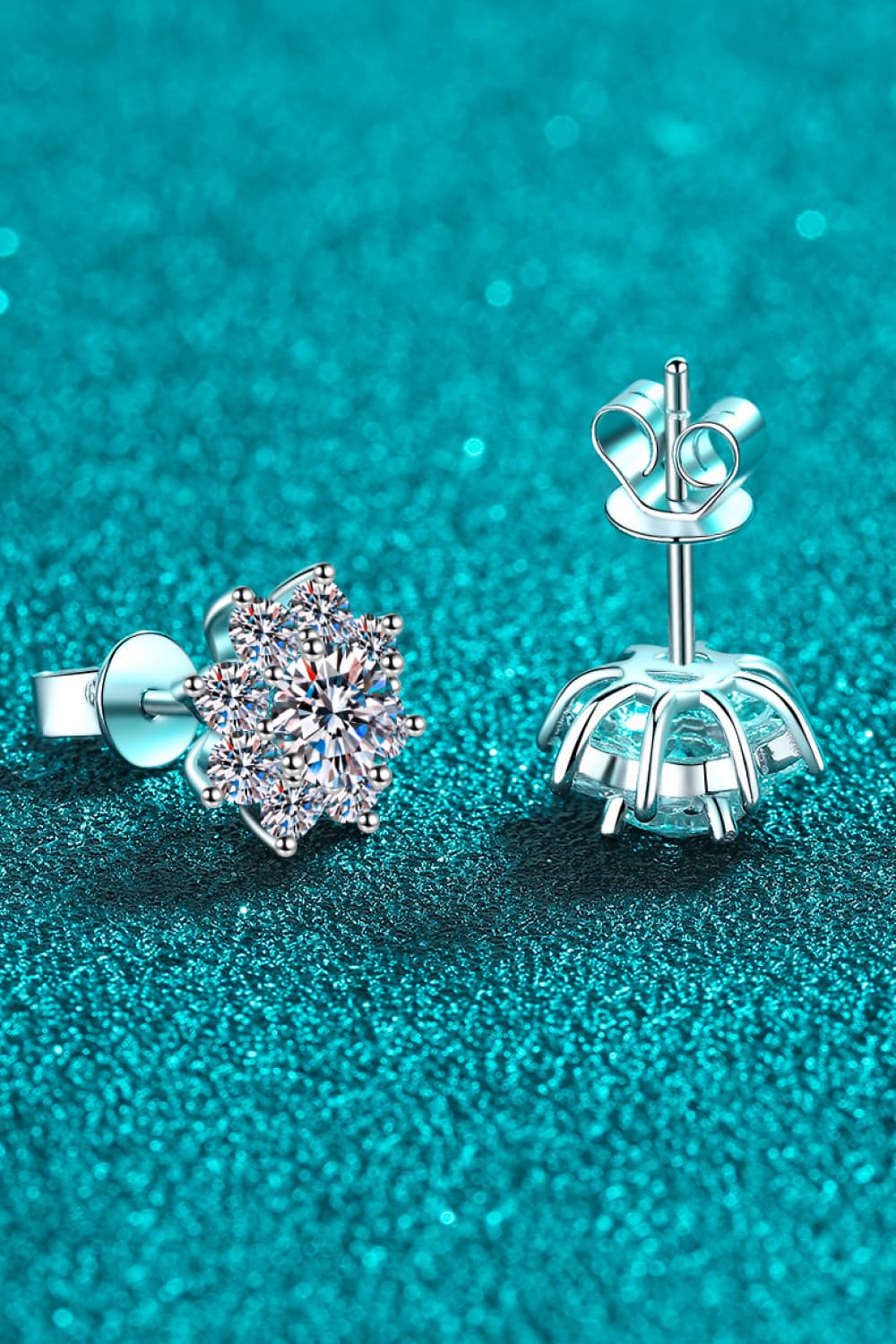 1 Carat Moissanite 925 Sterling Silver Flower Earrings-Teresa&#39;s Fashionista LLC