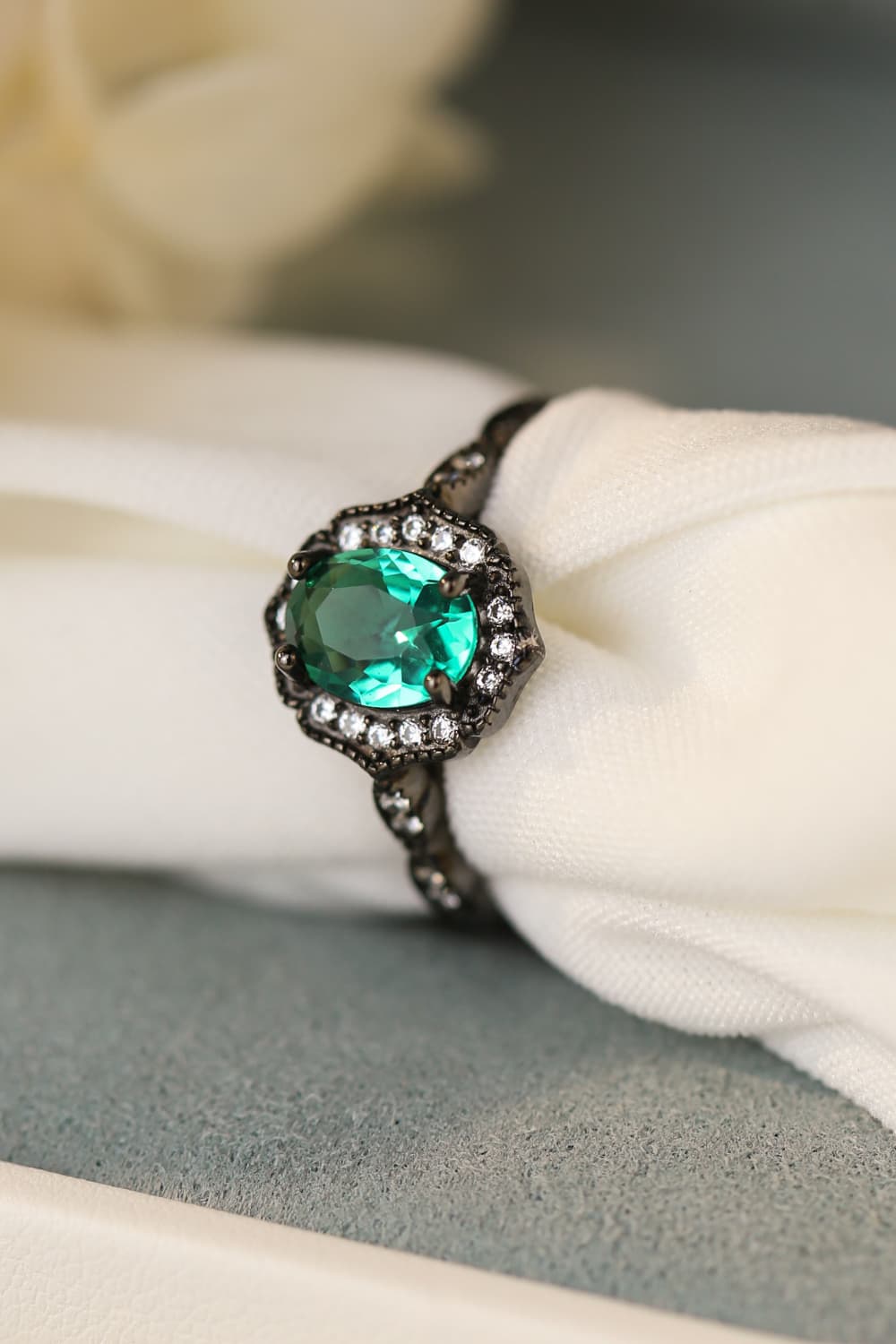 925 Sterling Silver Paraiba Tourmaline 4-Prong Ring-Teresa&#39;s Fashionista LLC