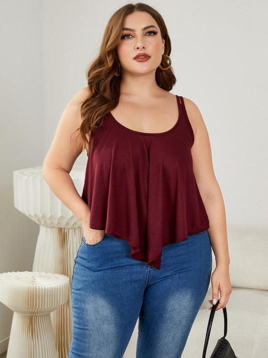 Plus Size Double-Strap Scoop Neck Cami-Teresa&#39;s Fashionista LLC