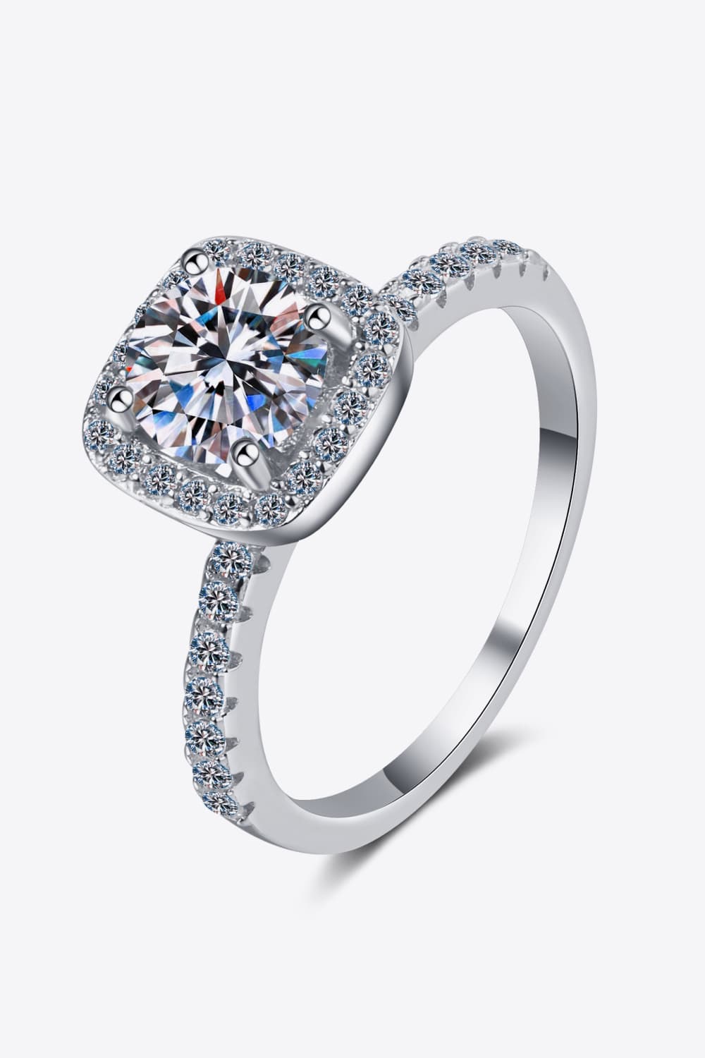 2 Carat Moissanite Square Halo Ring-Teresa&#39;s Fashionista LLC