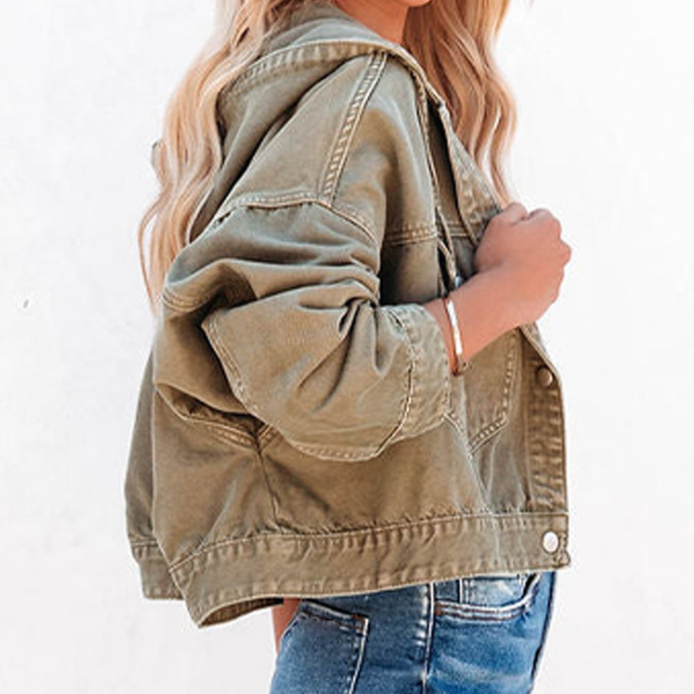 Hooded Dropped Shoulder Denim Jacket-Teresa&#39;s Fashionista LLC