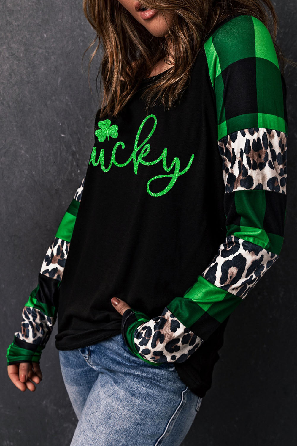 LUCKY Plaid Long Sleeve T-Shirt-Teresa&#39;s Fashionista LLC