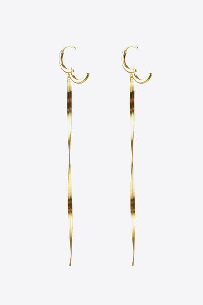 925 Sterling Silver Long Snake Chain Earrings-Teresa&#39;s Fashionista LLC