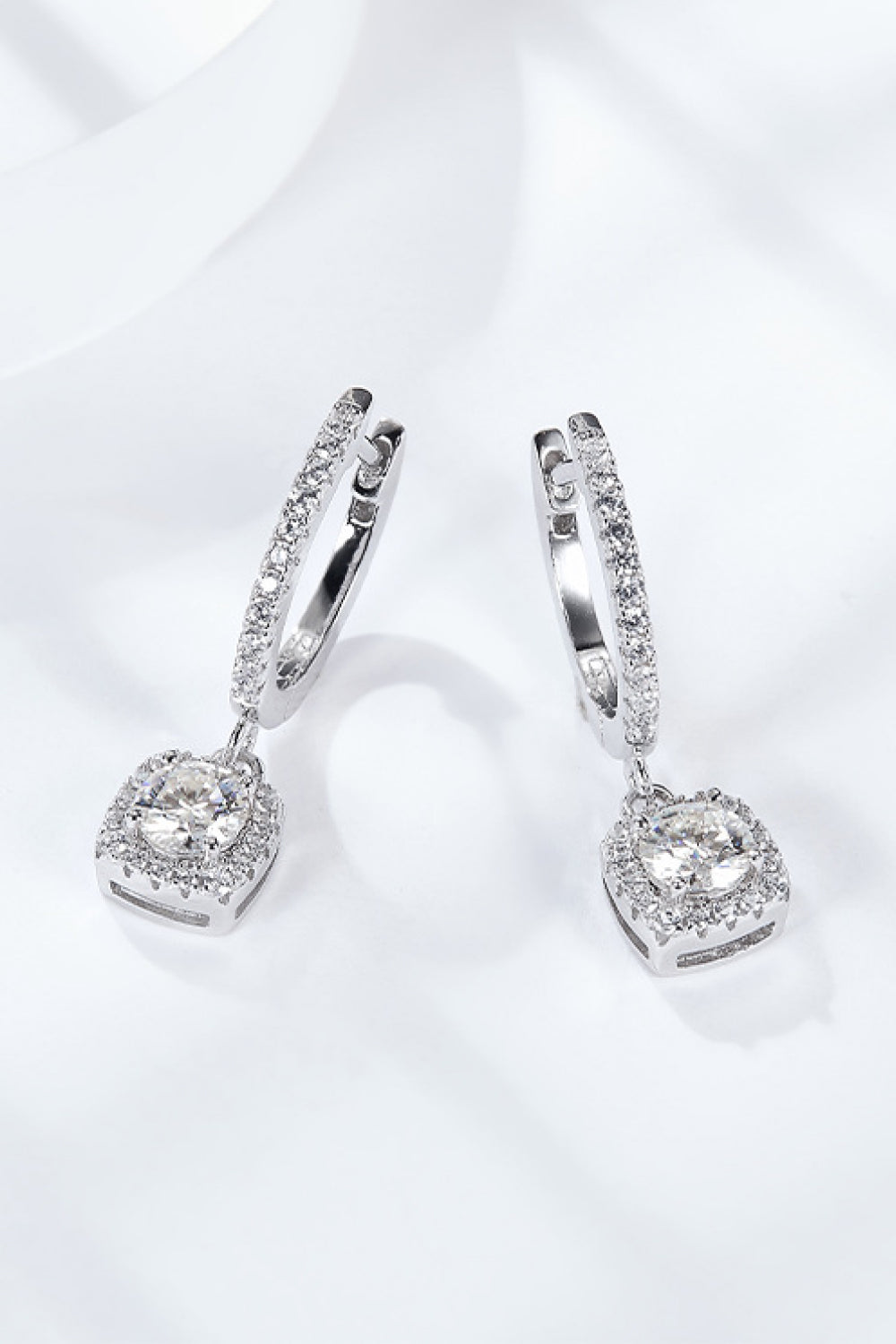 Moissanite Huggie Drop Earrings-Teresa&#39;s Fashionista LLC