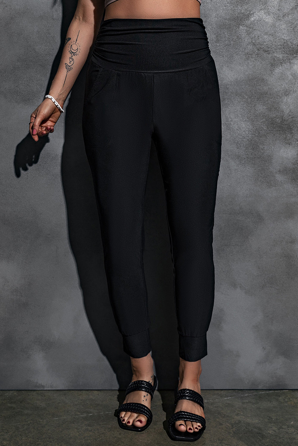 High-Rise Wide Waistband Joggers-Teresa&#39;s Fashionista LLC