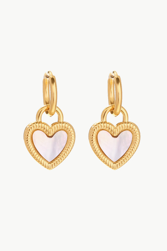 Inlaid Shell Heart Drop Earrings-Teresa&#39;s Fashionista LLC