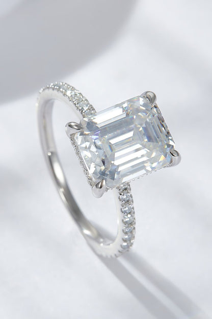 Emerald Cut 4 Carat Moissanite Side Stone Ring-Teresa&#39;s Fashionista LLC