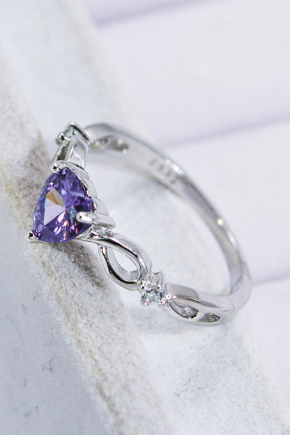 Crystal Heart 925 Sterling Silver Ring-Teresa&#39;s Fashionista LLC