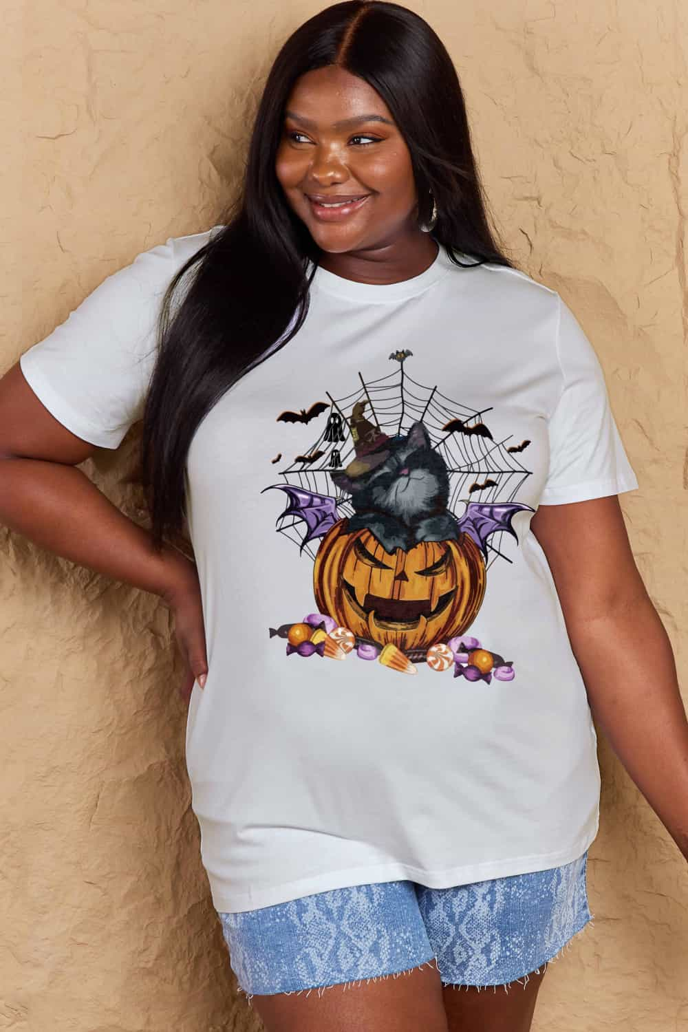 Simply Love Full Size Jack-O'-Lantern Graphic T-Shirt-Teresa&#39;s Fashionista LLC