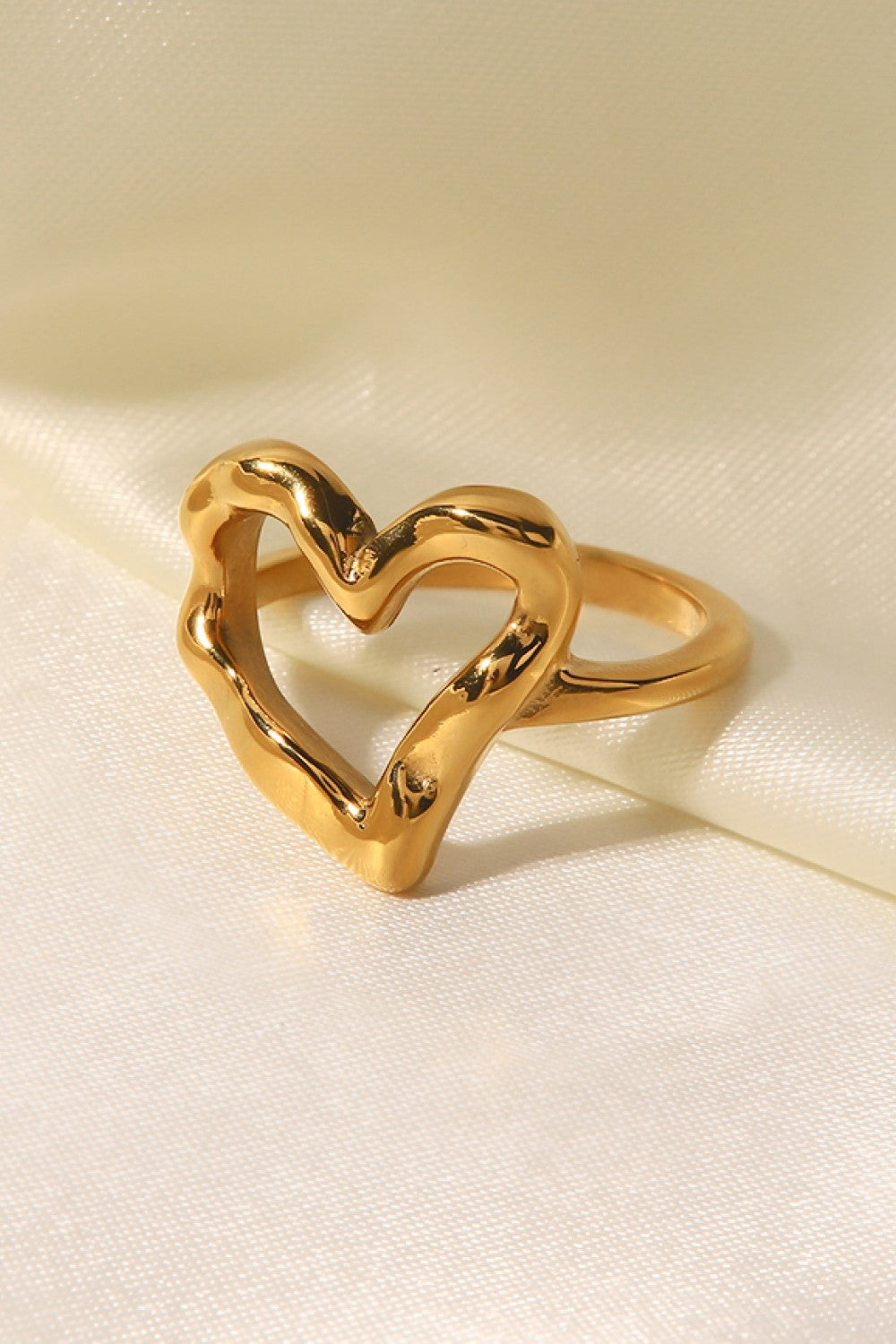 18K Gold Plated Heart-Shaped Ring-Teresa&#39;s Fashionista LLC