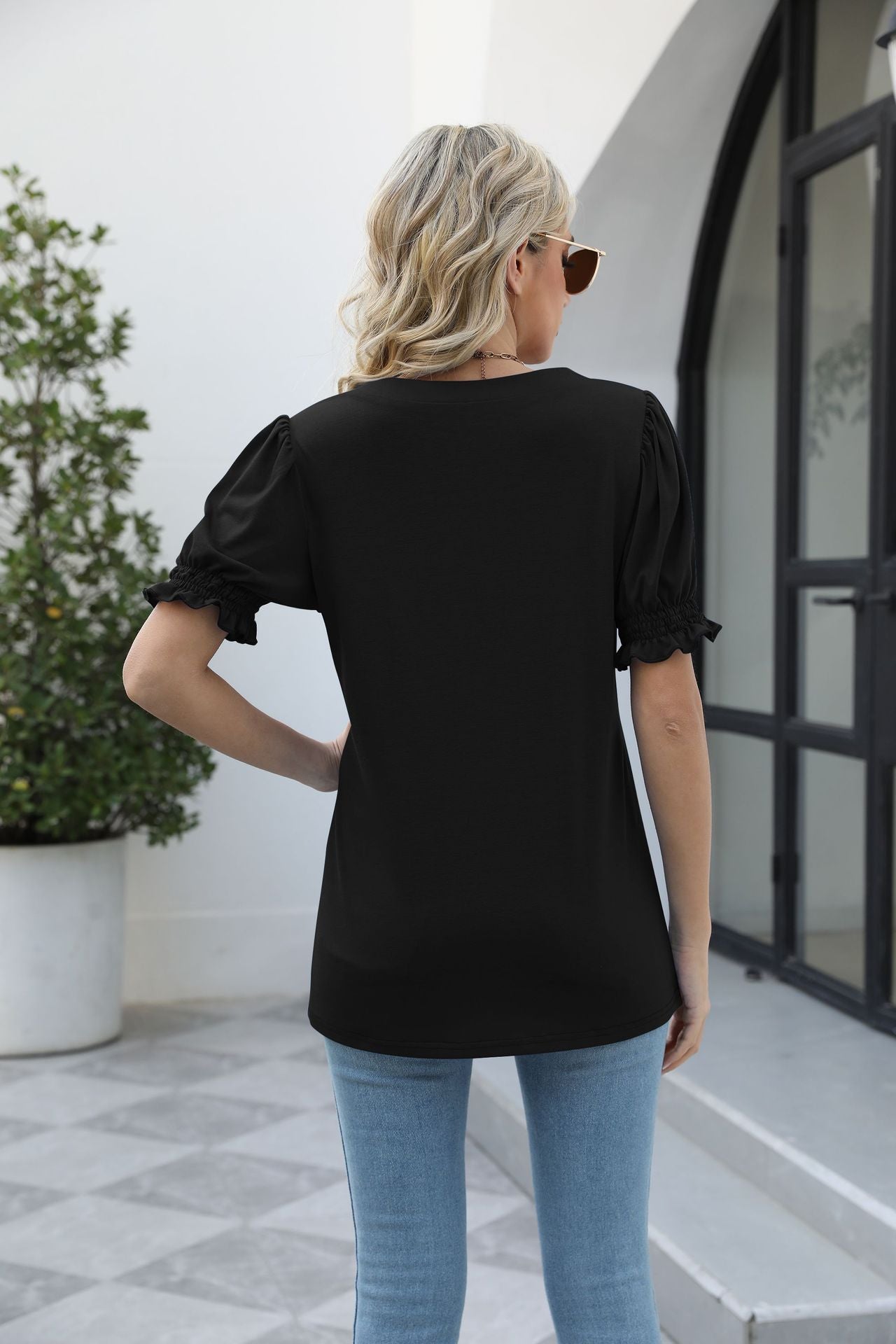 Square Neck Flounce Sleeve Top-Teresa&#39;s Fashionista LLC