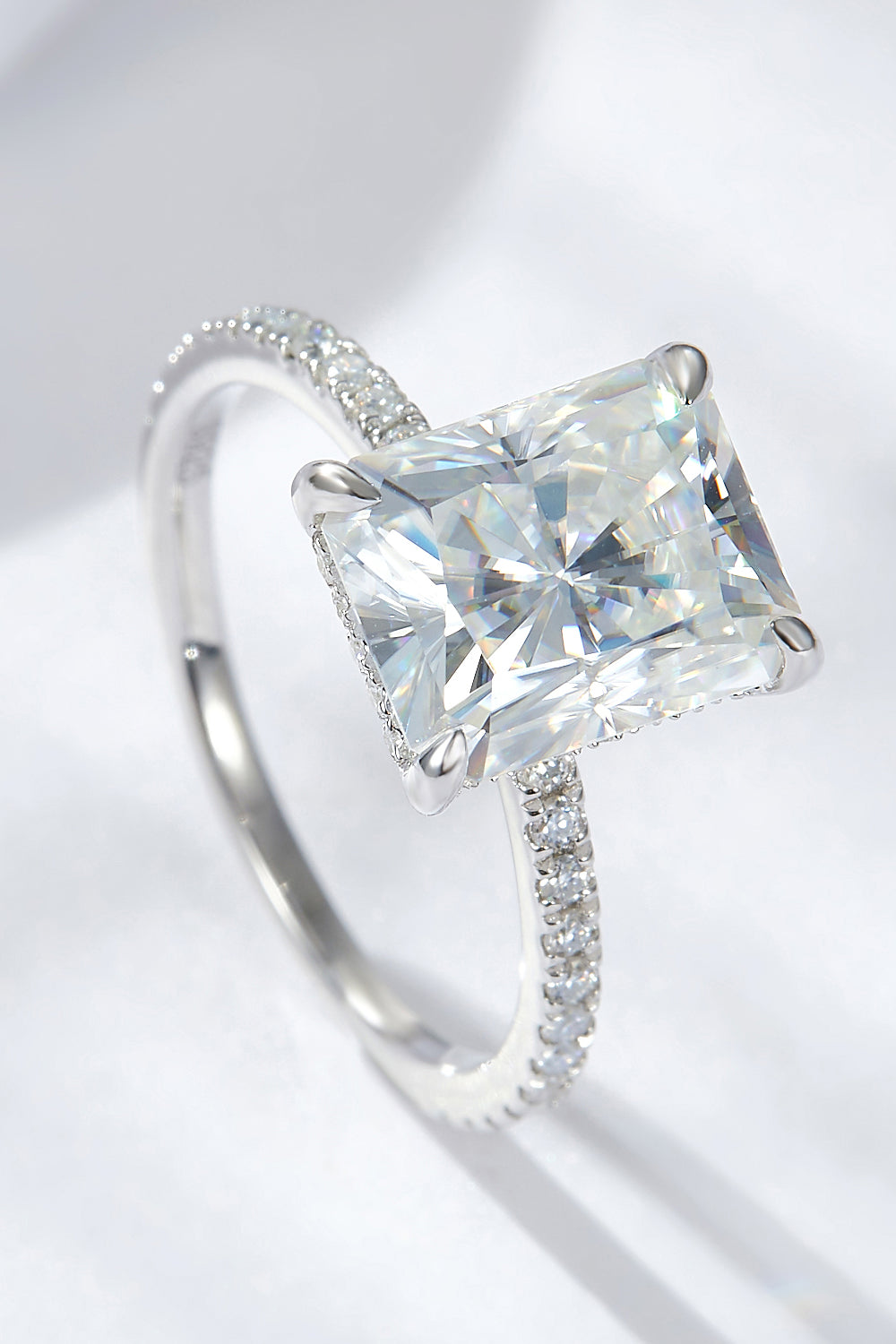 4 Carat Moissanite 4-Prong Side Stone Ring-Teresa&#39;s Fashionista LLC