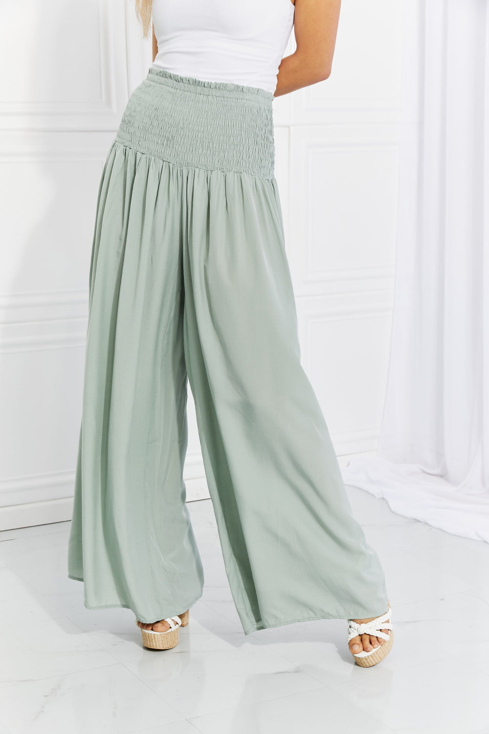 HEYSON Full Size Beautiful You Smocked Palazzo Pants-Teresa&#39;s Fashionista LLC